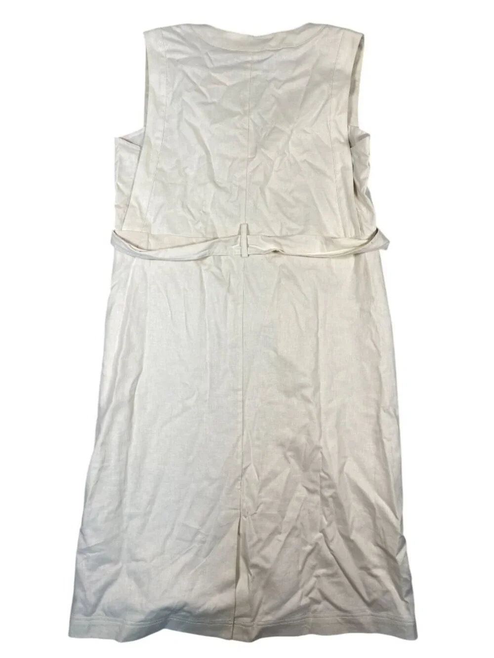 Banana Republic Linen Blend Sleeveless Belted Midi Dress Petite M Ivory - Picture 3 of 7